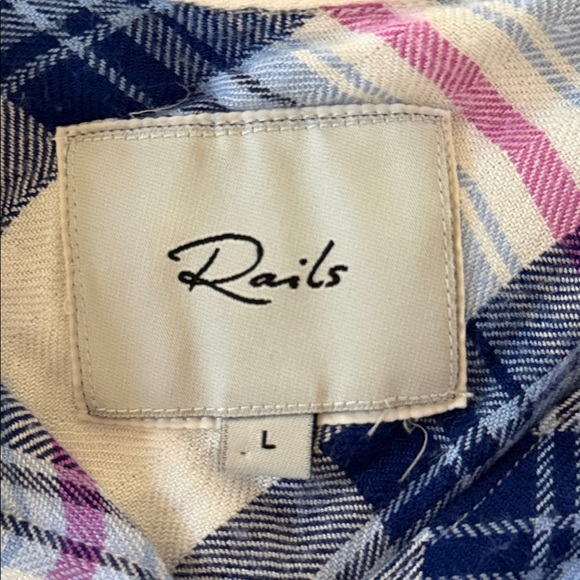 Rails Hunter Plaid Button Down Shirt Flannel Ivory Bluebell Pink Size Large - Picture 6 of 9